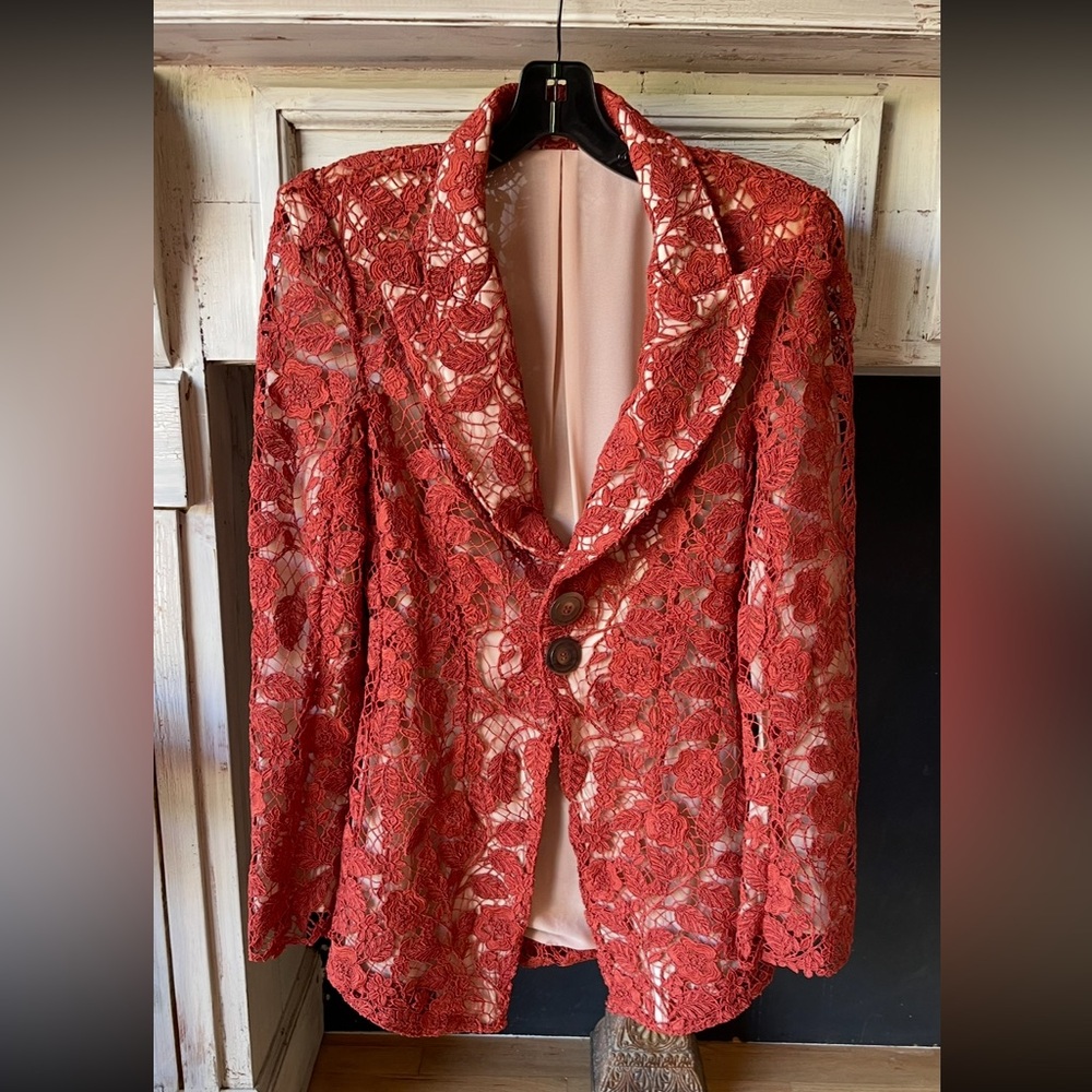 CULT GAIA Mackenzie Corded Sienna Lace Blazer Jacket Sz 4 Amended Buttons - Picture 2 of 11